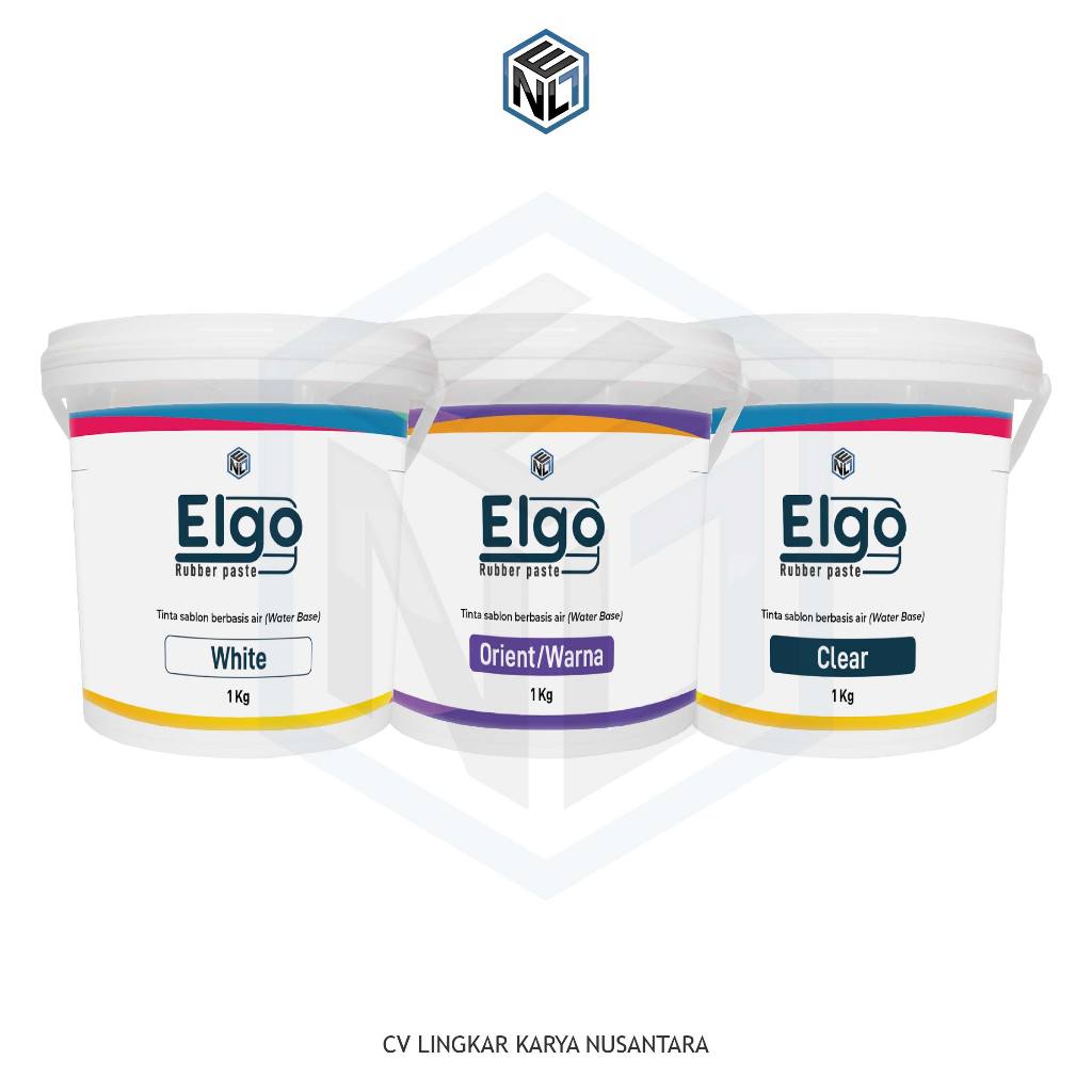 Tinta Sablon Rubber Premium | Putih, Warna, Clear dan Sparasi | Rubber Elgo