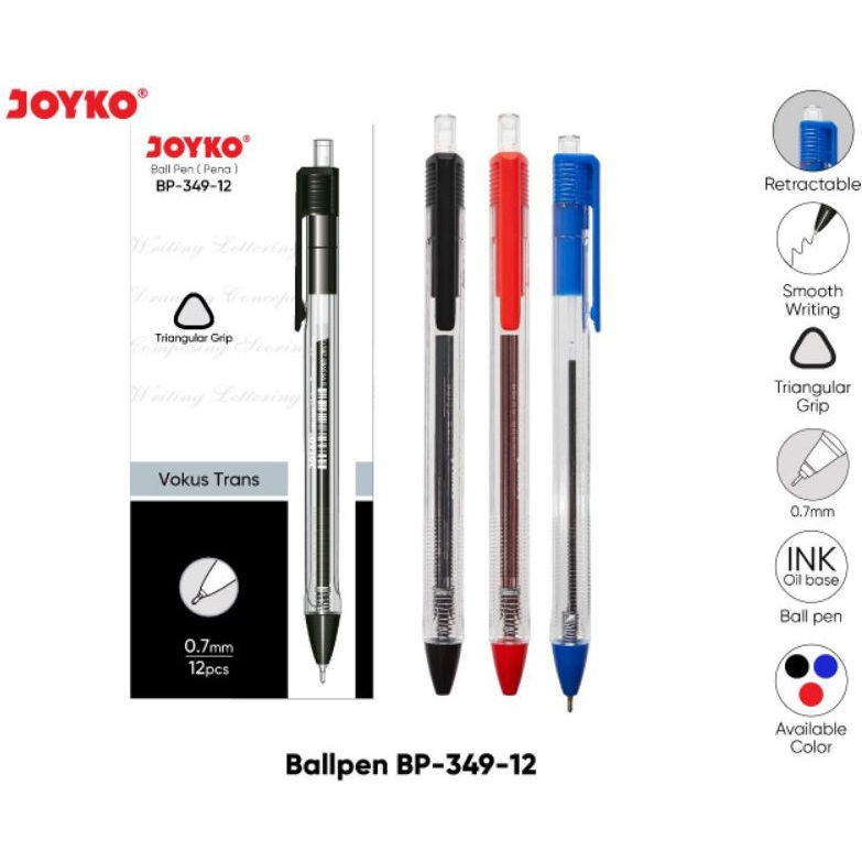 

Bolpoint / Pulpen/ Joyko Vokus Transparan BP-349-12 Hitam