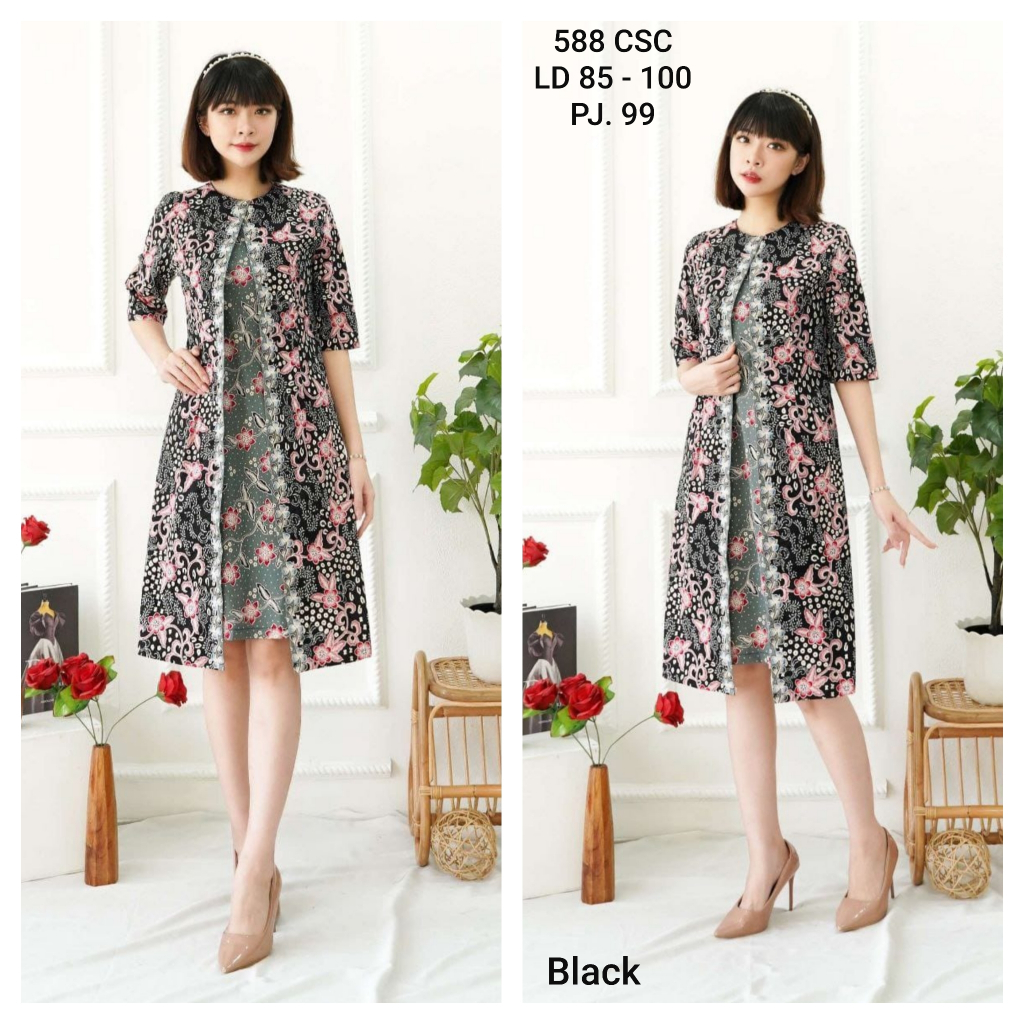 Dress Batik wanita 588 CSC  / Tunik Batik  / dress tunik