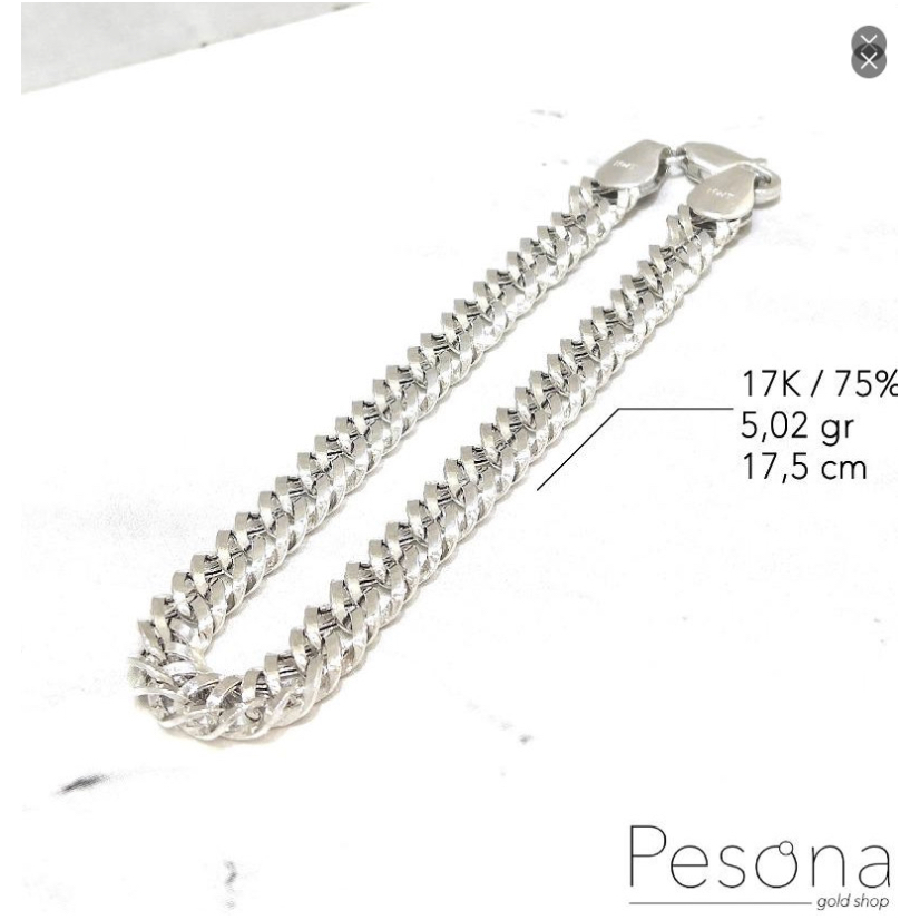 GELANG TANGAN EMAS PUTIH MODEL SISIK NAGA 18 cm | 17K | 5,05 gram