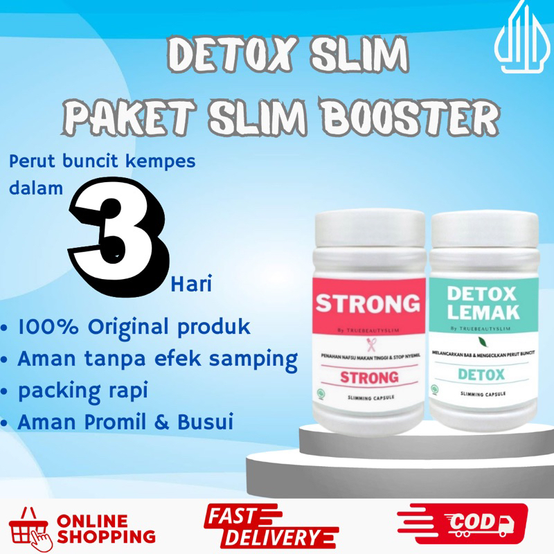 Paket Diet Slim Booster - Obat Diet Strong + Kapsul Detox Pelangsing Herbal Alami Pembakar Lemak Dan Pengecil Perut Buncit by Truebeautyslim