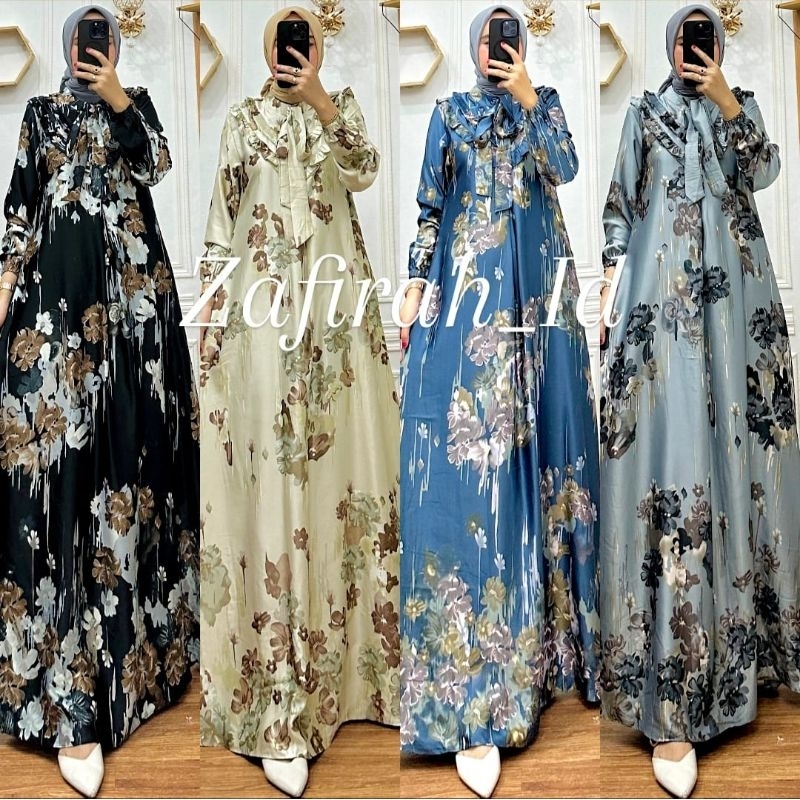 (COD)Zafirah_Id( Ready Jumbo)Gamis Motif terbaru/Gamis Silk Premium/Gamis Silk Sutra/Motif rempel V 
