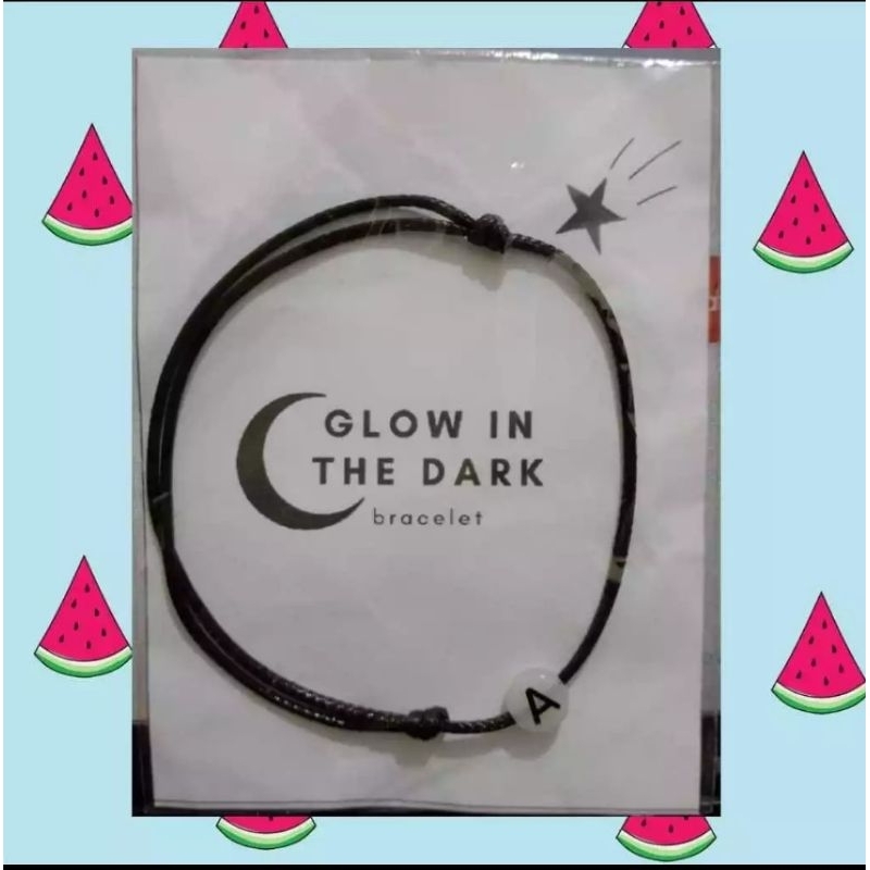 Gelang Glow In The Dark Inisial Huruf Bisa Nyala & Gelang Inisial Huruf Dadu / Gelang Polos & Gelang