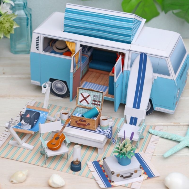 DIY Pola Papercraft Diorama  Miniatur Mobil Rekreasi