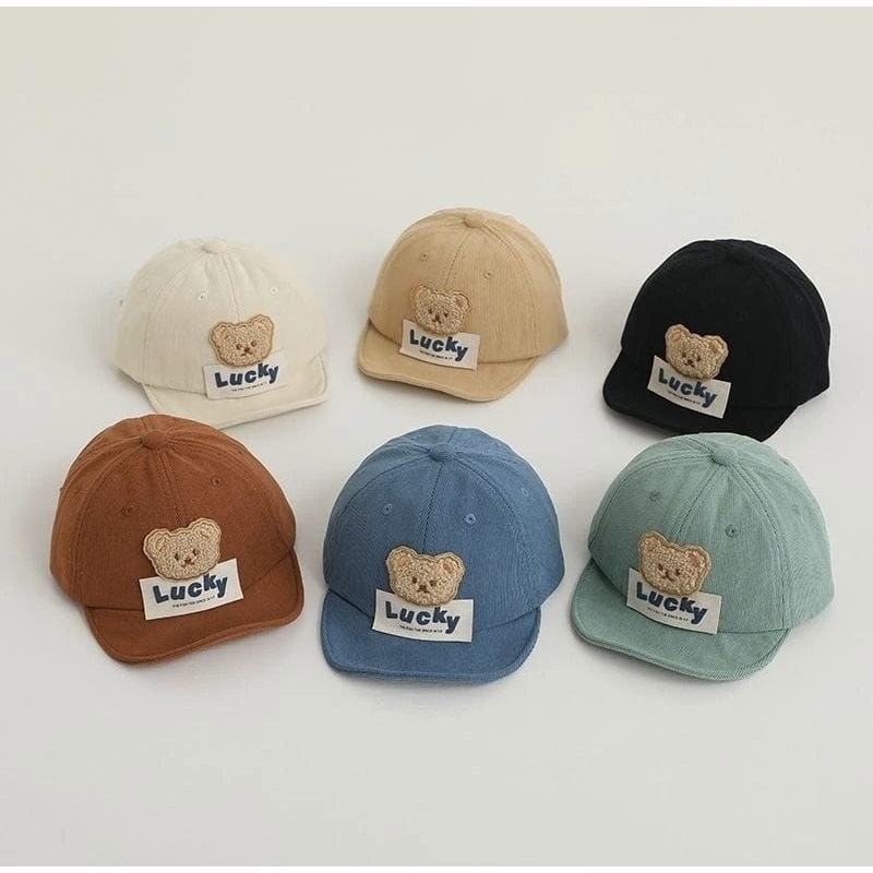 T021 Topi baseball pet bayi Anak Lucky bear beruang premium baby cap