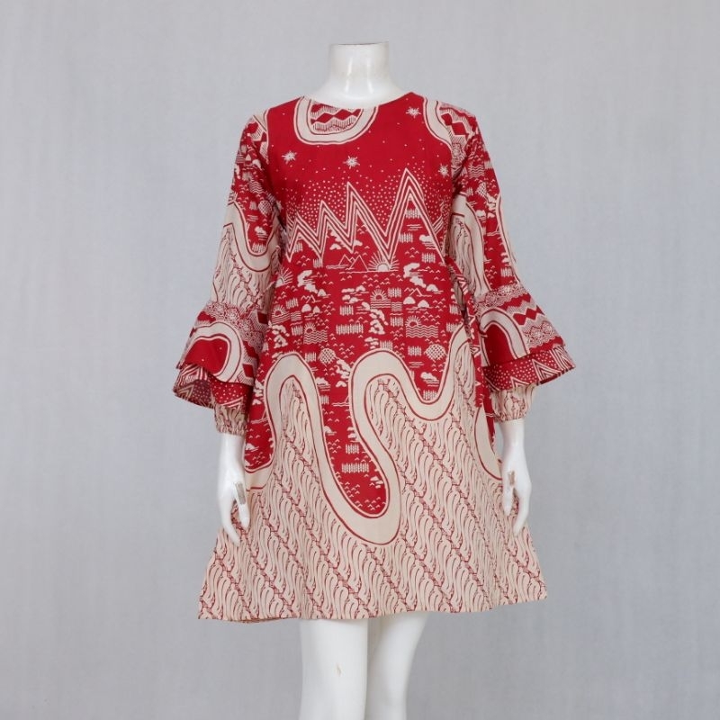 Dres Wanita Batik Arkadewi Rembulan Lengan model Puffy
