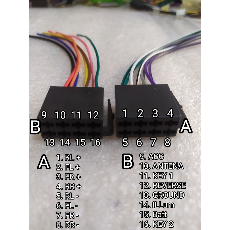 Soket tape double Din socket head unit model iso soket power dan speaker tape mobil model iso