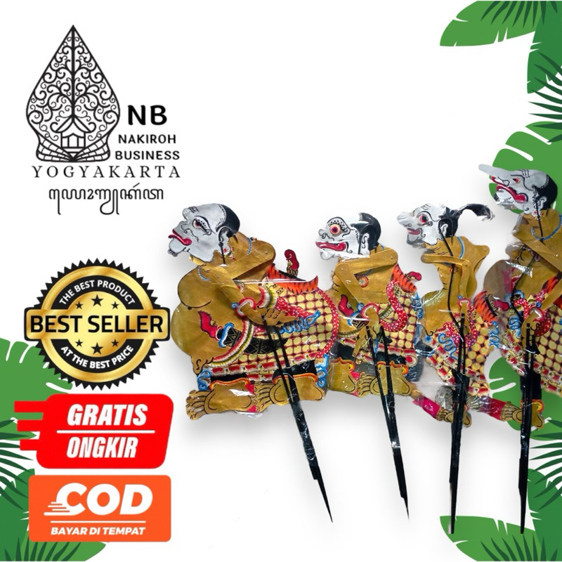 NAKIROHBUSINESS PUNAKAWAN 1SET Wayang Kulit Semar Petruk Bagong Gareng Alusan Standar Dalang