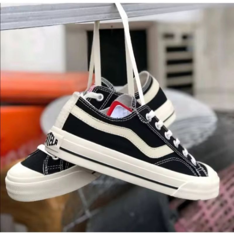 Sepatu Sneakers pria wanita ventela low public pendek hitam putih sepatu sekolah