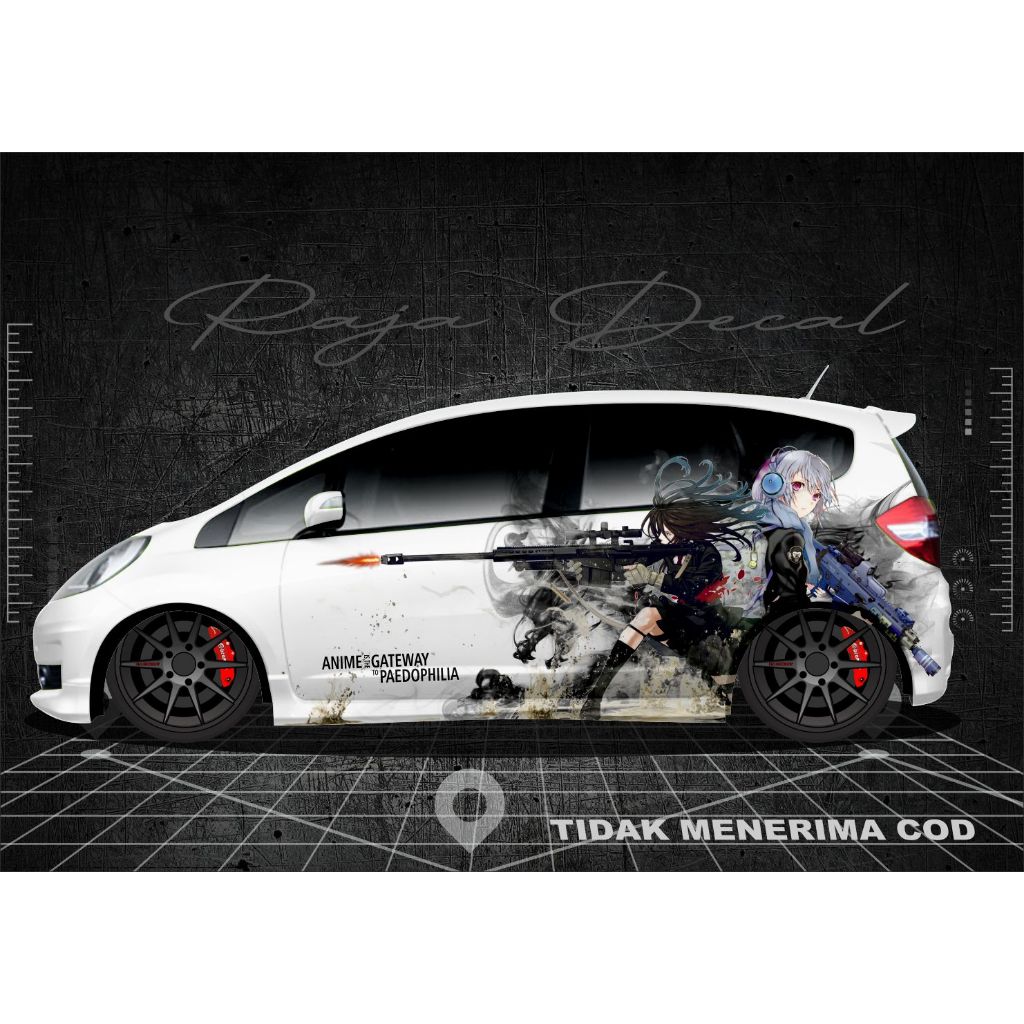 sticker striping mobil jazz disain sniper anime