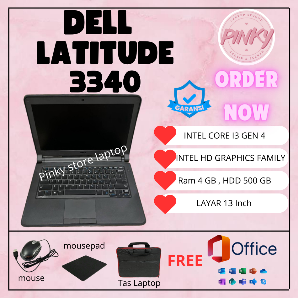 Laptop Dell latitude 3330/3340/3350/3160/3390 2in1/3301 2in1 second like new murah