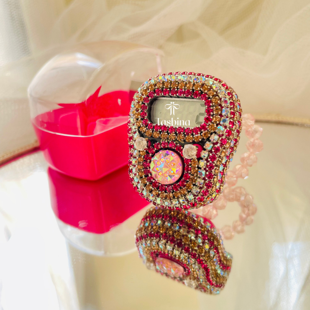Tasbih Digital Cantik Alarm 3 Warna Alat Dzikir Hitung Tali Mutiara Custom Nama