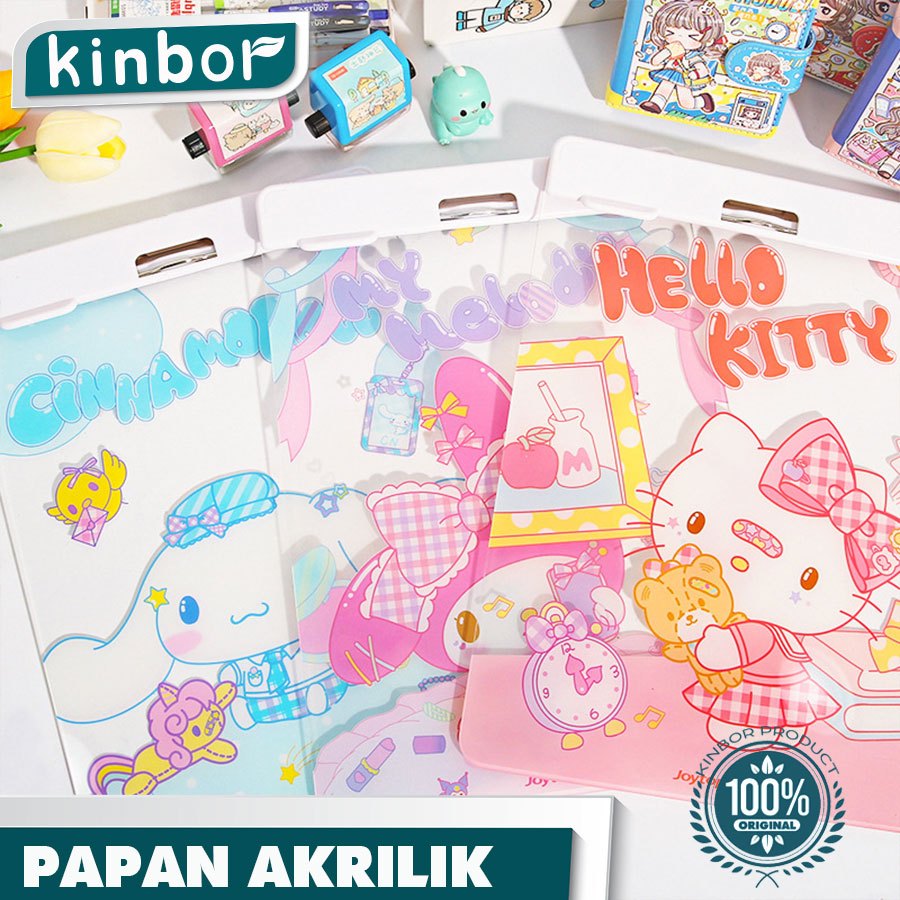 

Papan Jalan Akrilik A4 Sanrio / Clipboard Test Board Papan Ujian / Clip Map Kertas ( KINBOR )