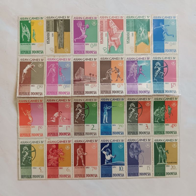 

(AB) Perangko Indonesia 1962 Asian Games ke 4 Set Lengkap 24pcs Mint (B)