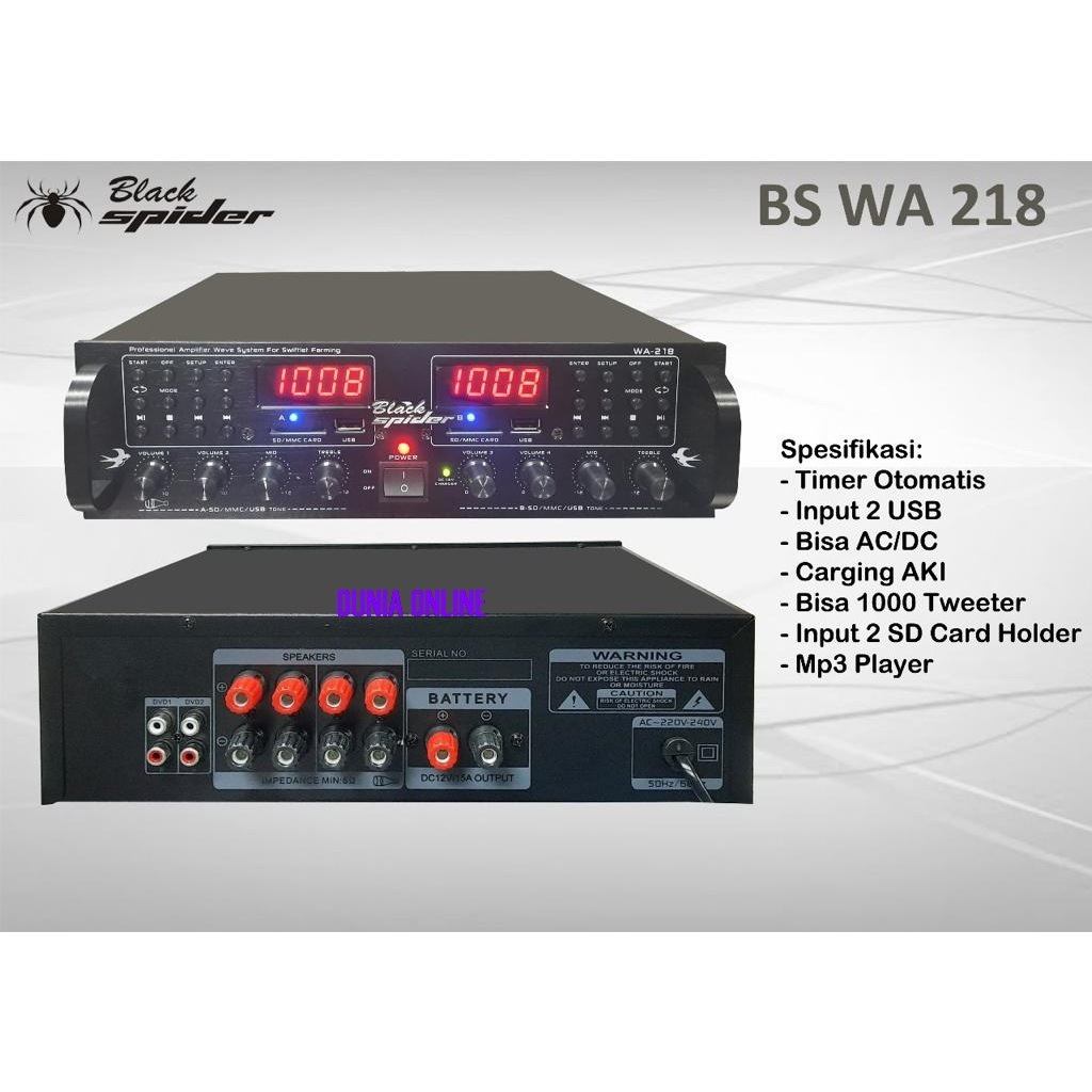AMPLIFIER BLACK SPIDER BS WA218 WA-218 AMPLI WALET BLACKSPIDER BS WA 218 ORIGINAL