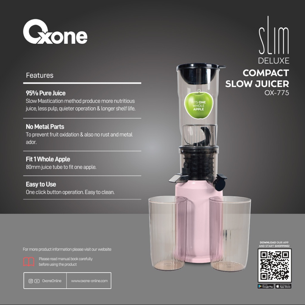 OXONE OX775 Slim Deluxe Compact Slow Juicer