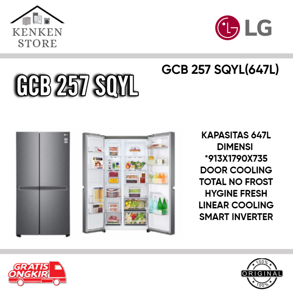 KULKAS LG SIDE BY SIDE 2 PINTU INVERTER GC-B257SQYL GCB257 GC-B257 257SQYL KULKAS LG SIDE BY SIDE