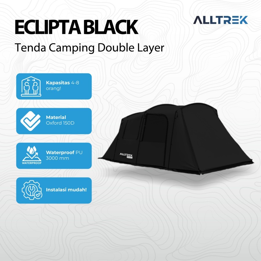 ALLTREK Tenda Camping ECLIPTA BLACK Tunnel 4P Double Layer Waterproof Tent