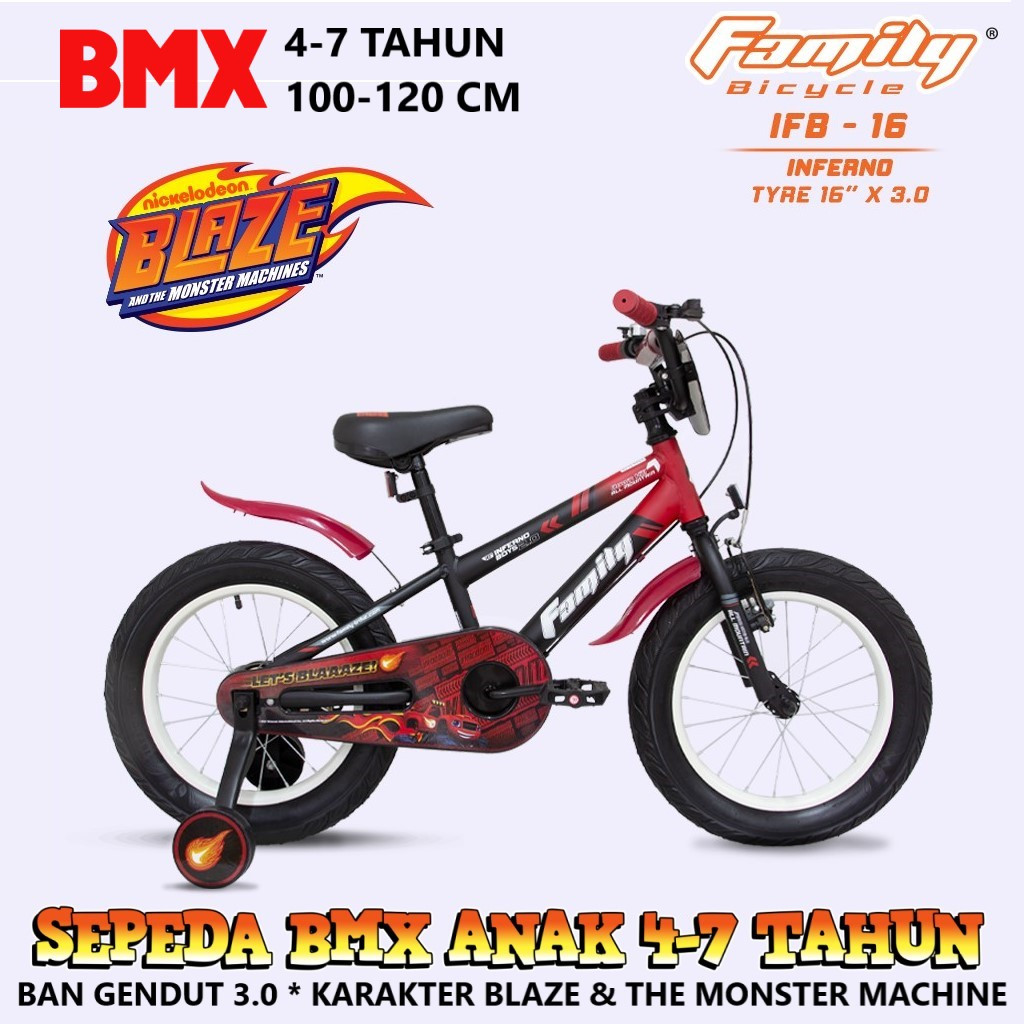 Ongkir Murah 16" Family Inferno Boy BMX 4-7 Tahun Sepeda Anak Laki-Laki Sumatera-Jawa-Bali