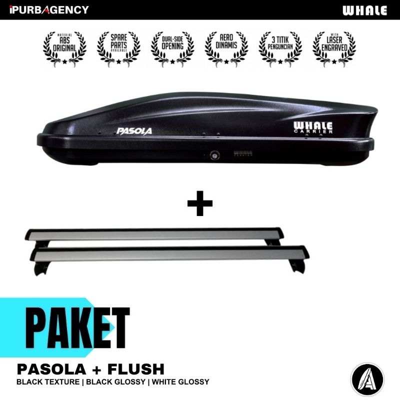 Paket Roof box Whale Pasola + Cross bar Flush rail: Universal