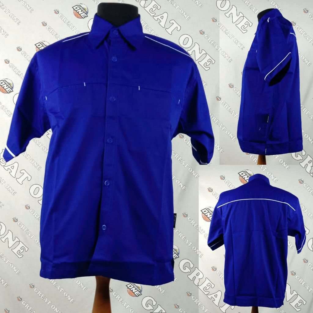 Kemeja Polos Seragam, Baju Kerja/Komunitas, American Drill Biru