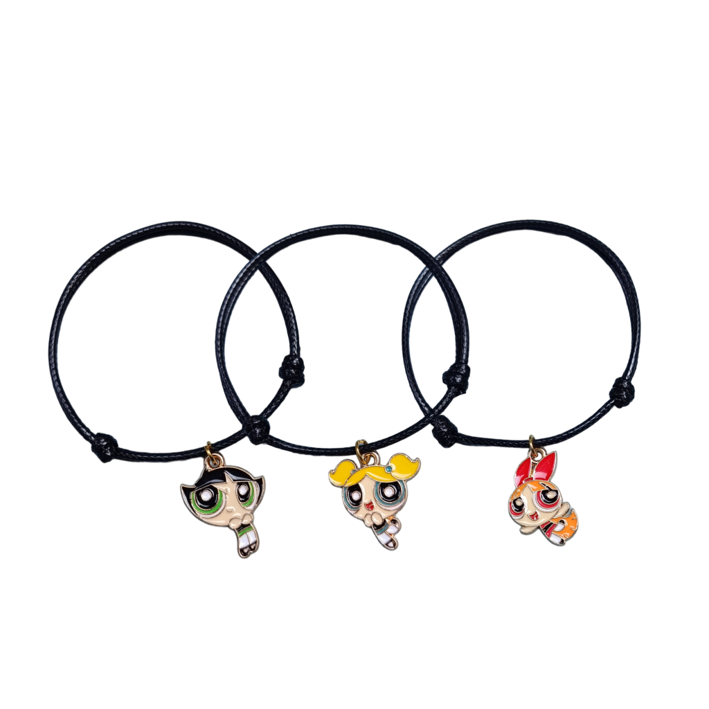Gelang Powerpuff Girls Couple Magnet Persahabatan Hitam