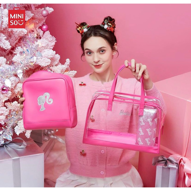 Miniso x Barbie Travel Pouch/Bag Barbie 1 set isi 3