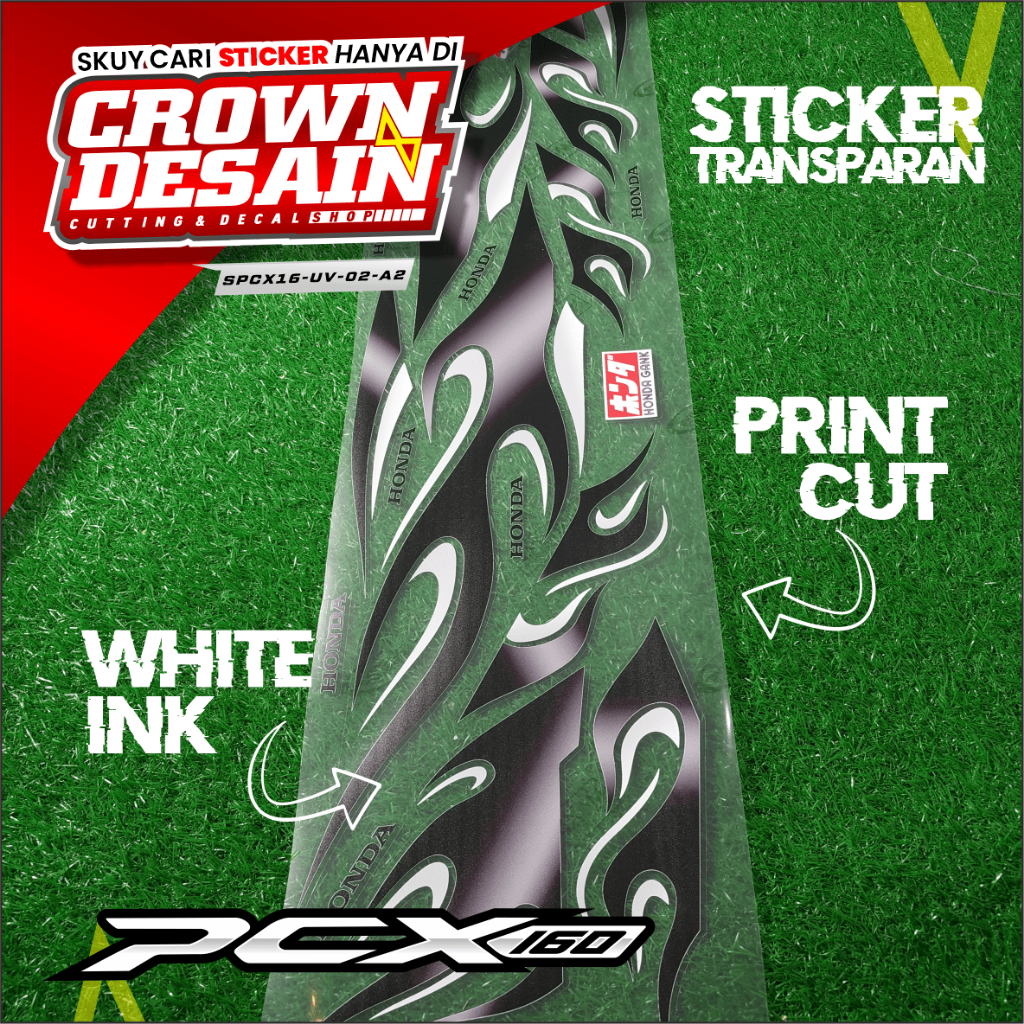 Striping Transparan PCX 160 Desain Api Racing - Stiker Semifull PCX 160 Variasi Custom Api - SPCX16-