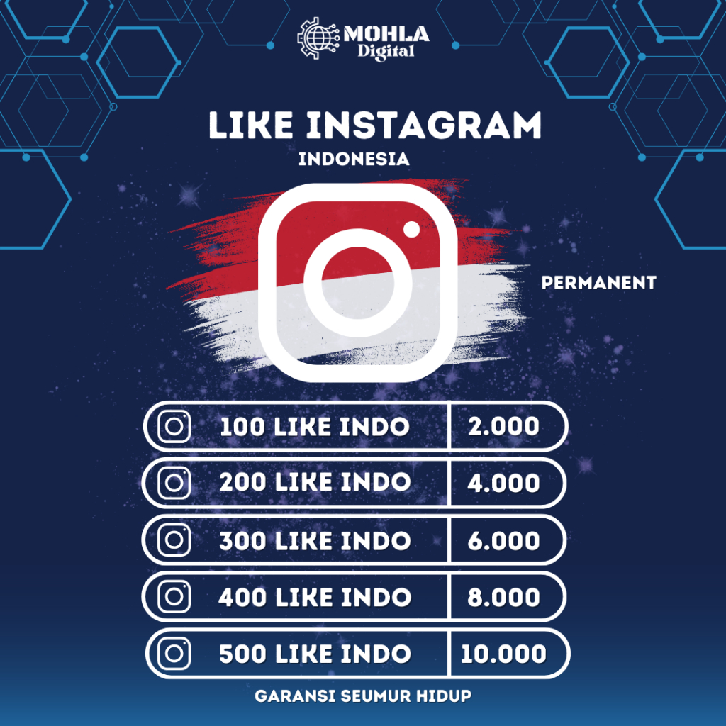 LIKE INSTAGRAM INDO PERMANEN BERGARANSI V.2