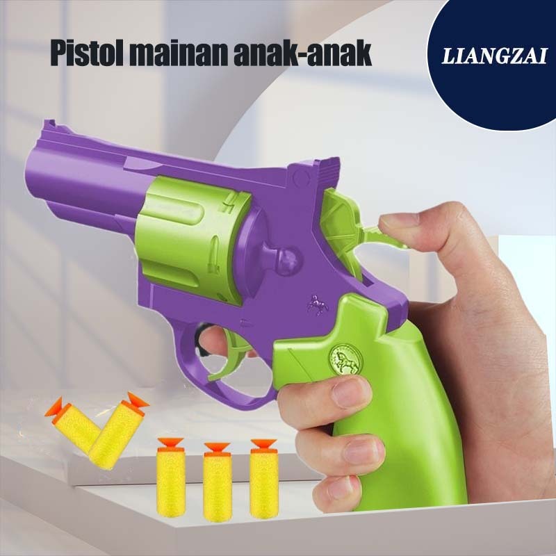Mainan/Senjata Mainan Anak Laki-laki Teknologi Hitam/Senjata Peluru Lembut/Mainan Model Revolver Bar