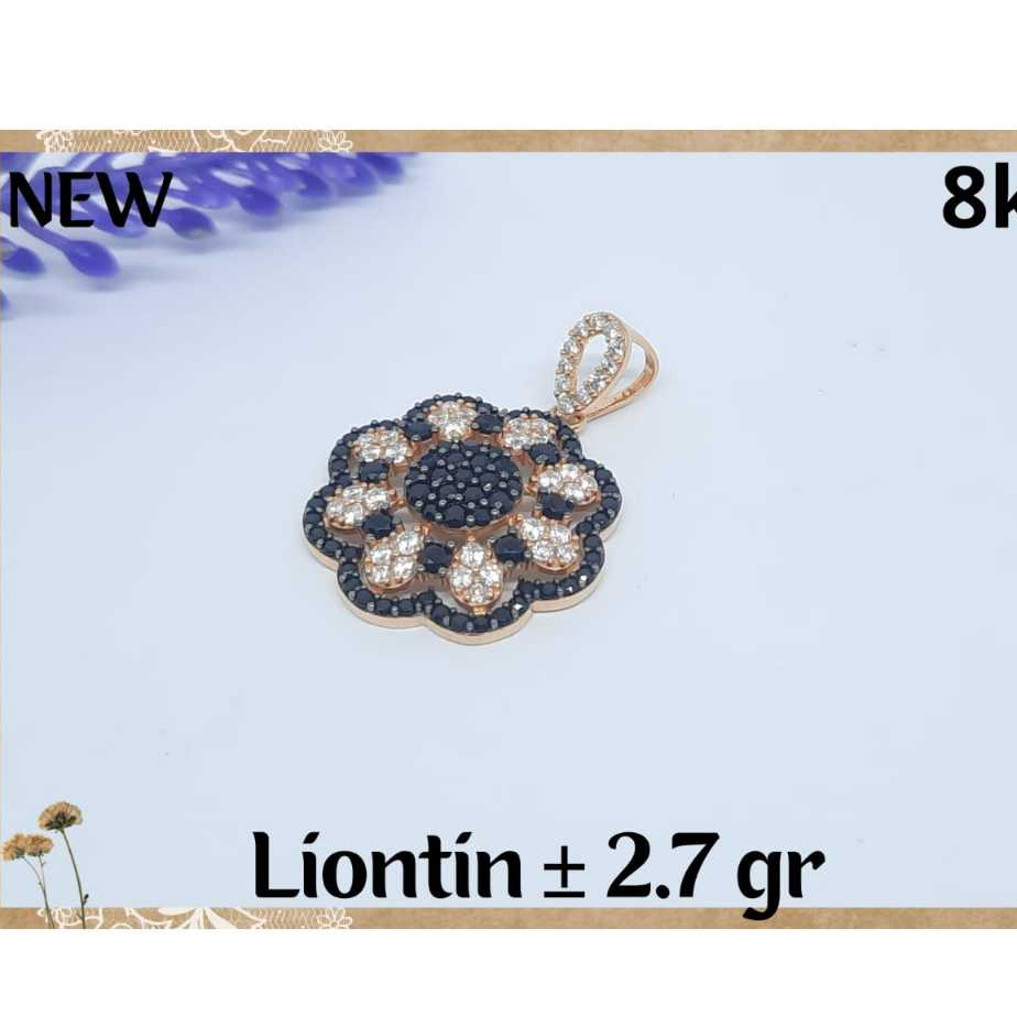 LMV Liontin Emas Bunga Matahari Variasi Hitam 375 8k