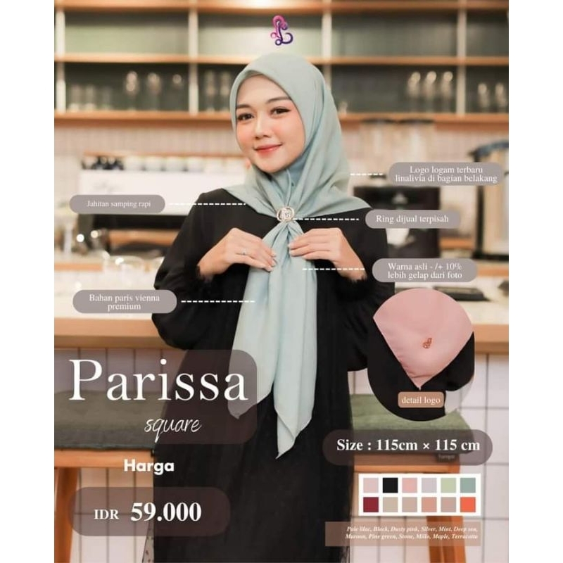 Linalivia Hijab || Parissa Square || segi empat paris || scarf paris premium ||Bisa Cod