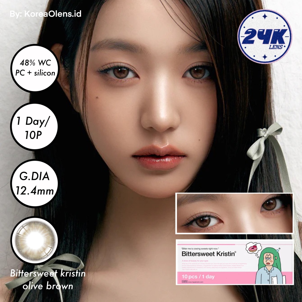 SOFTLENS ORI IMPORT KOREA WONYOUNG IVE HAPA KRISTIN BITTERSWEET OLIVE KRISTIN 1 DAY