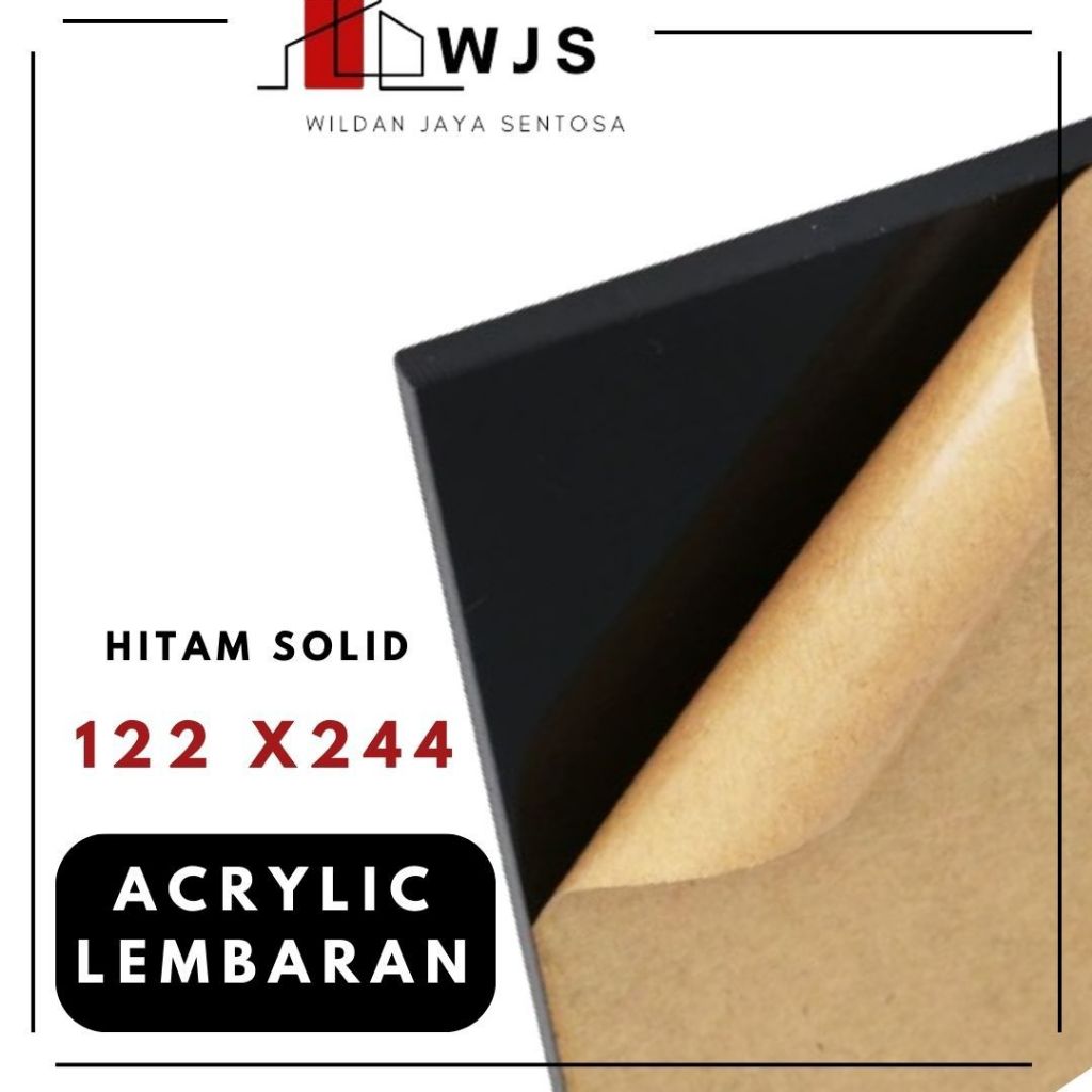 Akrilik Lembaran Hitam Solid / Lembaran Akrilik Sheet 122x244 Hitam Solid Tidak Tembus Premium