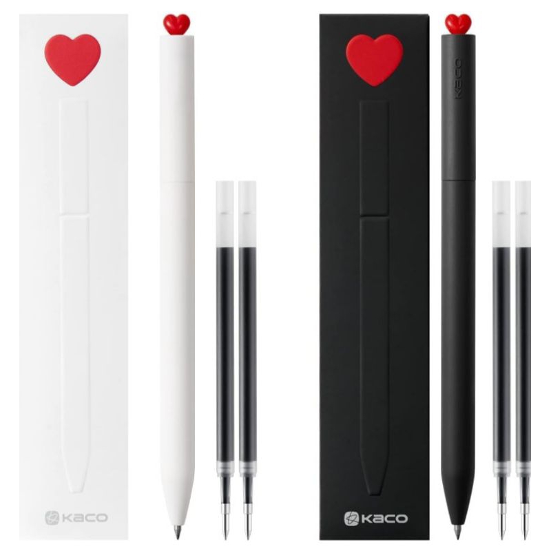 

Kaco FIRST Cute Heart Gel Ink Pens Set 2 Color Pens with Extra 4 Black Refills