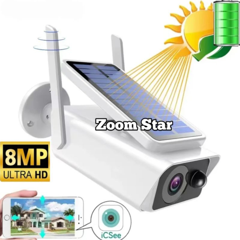 New Kamera IP CCTV ICSEE Panel Solar Surya Outdoor Baterai