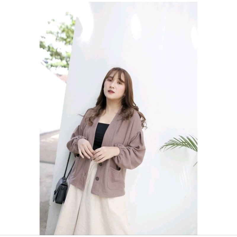 CARDIGAN WAFFLE OVERSIZE / OUTWEAR WANITA / YUMNA OUTER