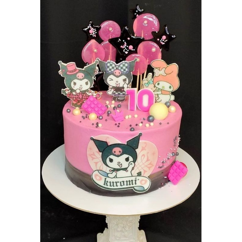 TOPPER KARAKTER KUROMI/KUE ULANG TAHUN KUROMI/TOPPER KUE TART KUROMI/TOPPER KUROMI