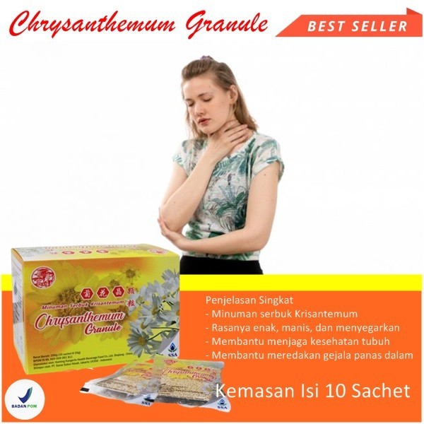 

Teh bunga chrysanthemum granule obat herbal untuk panas dan Mengurangi gejala flu dan pilek dalam BPOM
