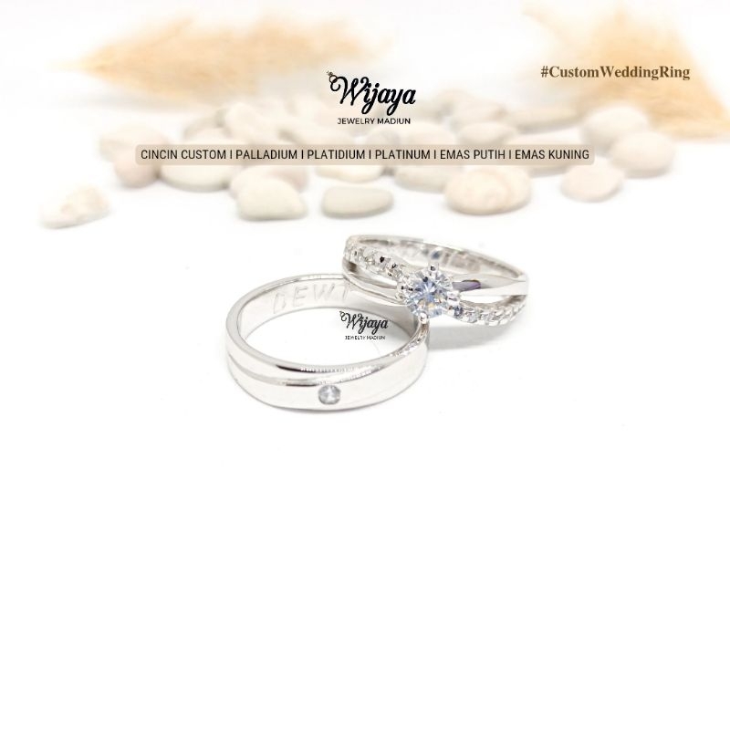 WIJAYA JEWELRY MADIUN-CINCIN TUNANGAN SIMPLE BAHAN PALLADIUM DAN EMAS PUTIH