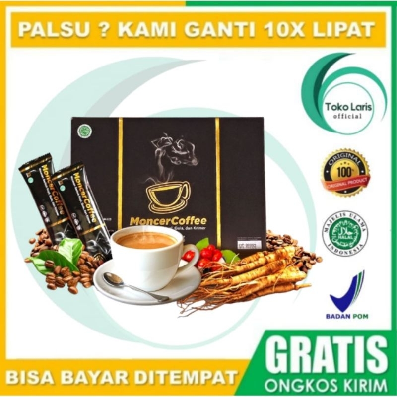 

Kopi Bubuk Krimer Herbal Monncer Original 1 Box 8 Sachet Halal Resmi BPOM