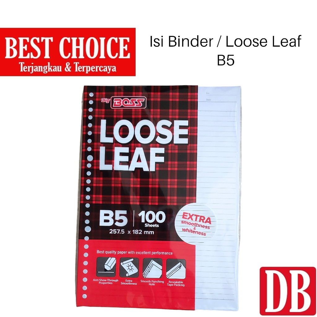 

Isi Kertas Binder / Loose Leaf B5 Big Boss Garis Isi 100 Lembar