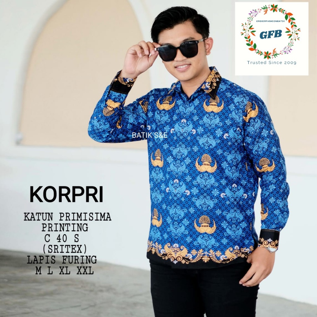 ORI Seragam Batik Korpri Kerah Hitam Terbaru 2024 Pria / Kemeja Korpri Kerah Hitam sesuai ketentuan 