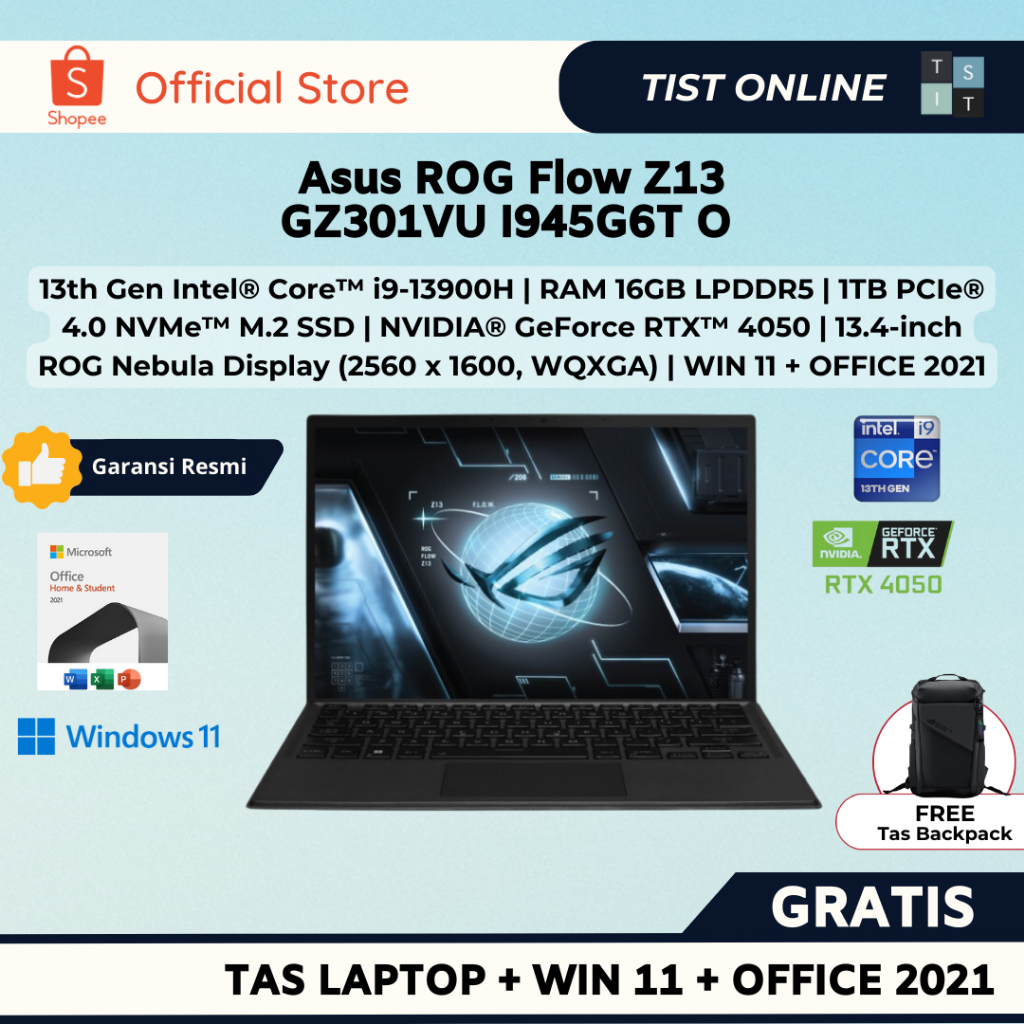 Asus ROG Flow Z13 GZ301VU I945G6T O 2023 i9 13900H 16GB 1TB RTX 4050