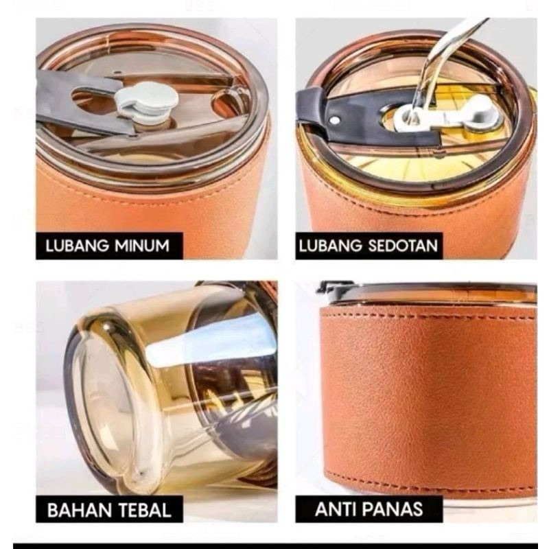 GELAS KACA AESTHETIC/TUMBLER KACA DENGAN SEDOTAN KACA