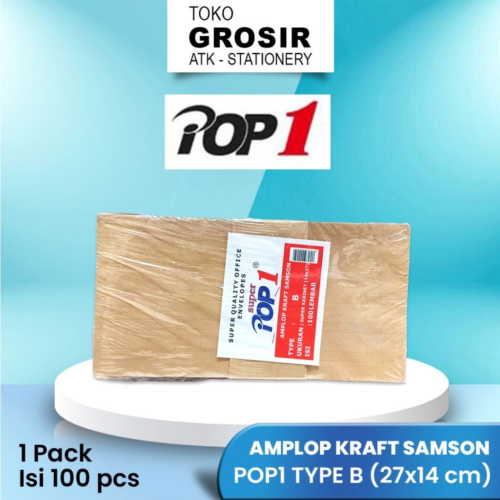 

AMPLOP KRAFT SAMSON POP1 TYPE B 27x14 cm / 1 pack isi 100 pcs