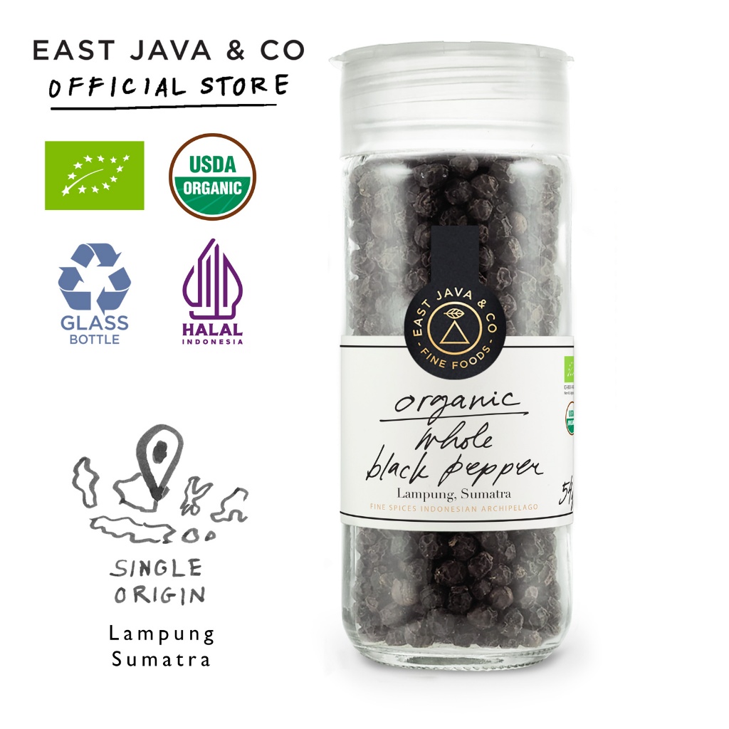 

East Java & Co Organic Whole Black Pepper - 54g (Lada Hitam Utuh Organik)