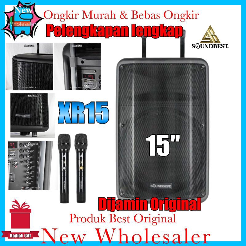 Speaker Sound Aktif Portable Soundbest 15 inch Xr15 wireless Microphone
