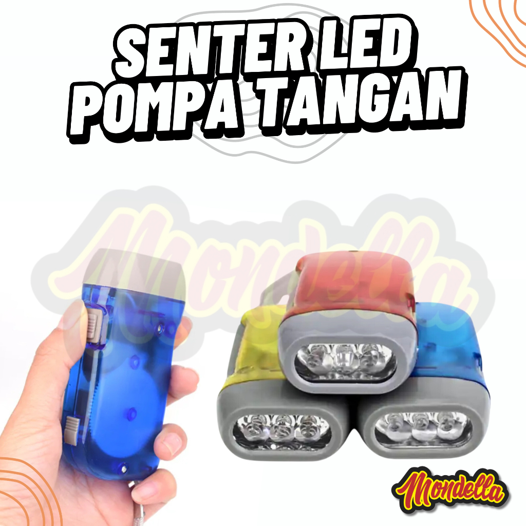 Senter Pompa Tangan Tanpa Baterai Lampu Penerangan Darurat LED Untuk Camping Hiking Memancing Hand P