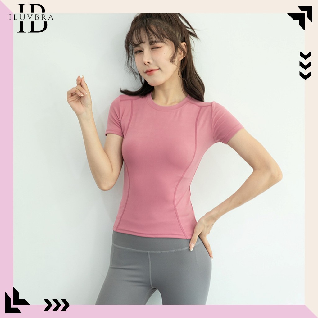 •ILUVBRA•BJ1137 Baju Kaos Pakaian Olahraga Sport Wanita Baju Senam Gym Yoga Wanita